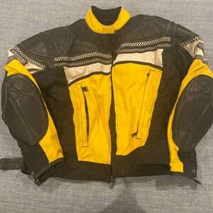 Firstgear Speed Jkt Leather-Tex Motorcycle Racing Jacket Yellow Black FG.01438